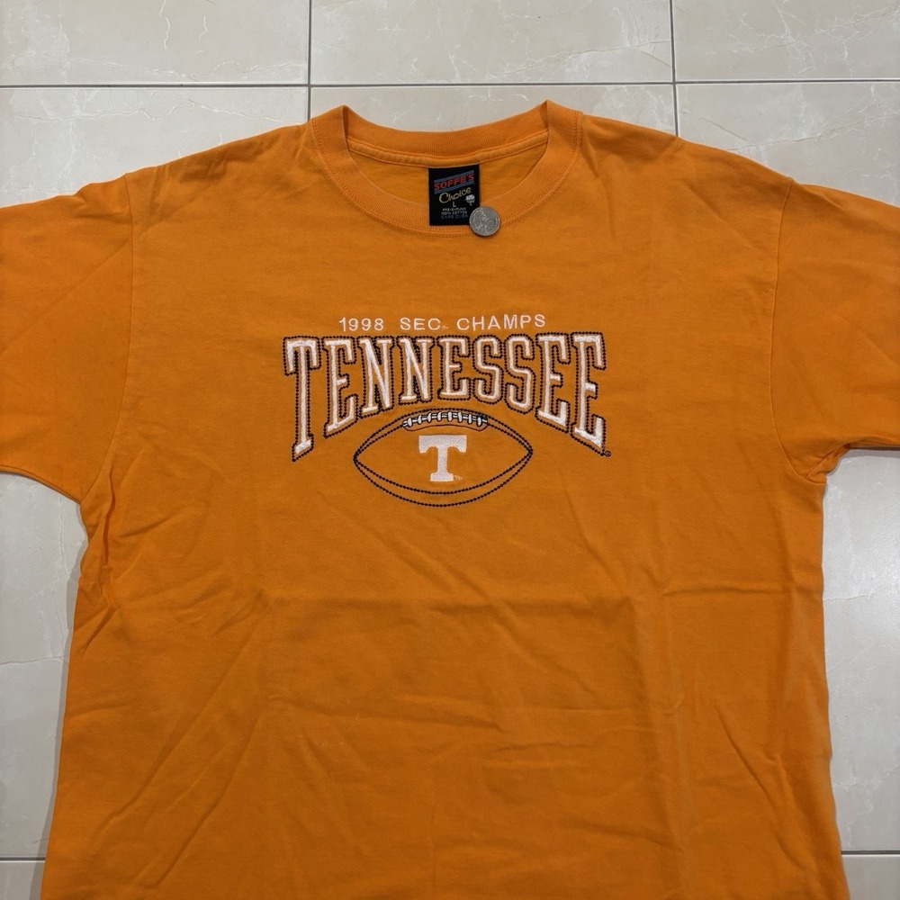 Vintage Tennessee Vols T Shirt 90s SEC Embroidered Men's Large 98 Champs NCAA